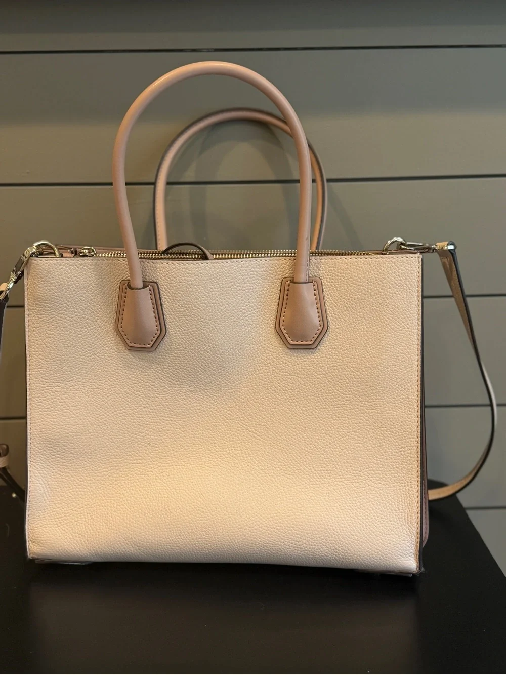 Michael Kors Pale Blush Leather Satchel with Gold Hardware